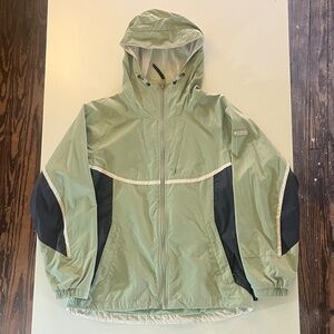 Mint Green and Grey Columbia Packable Rain Jacket